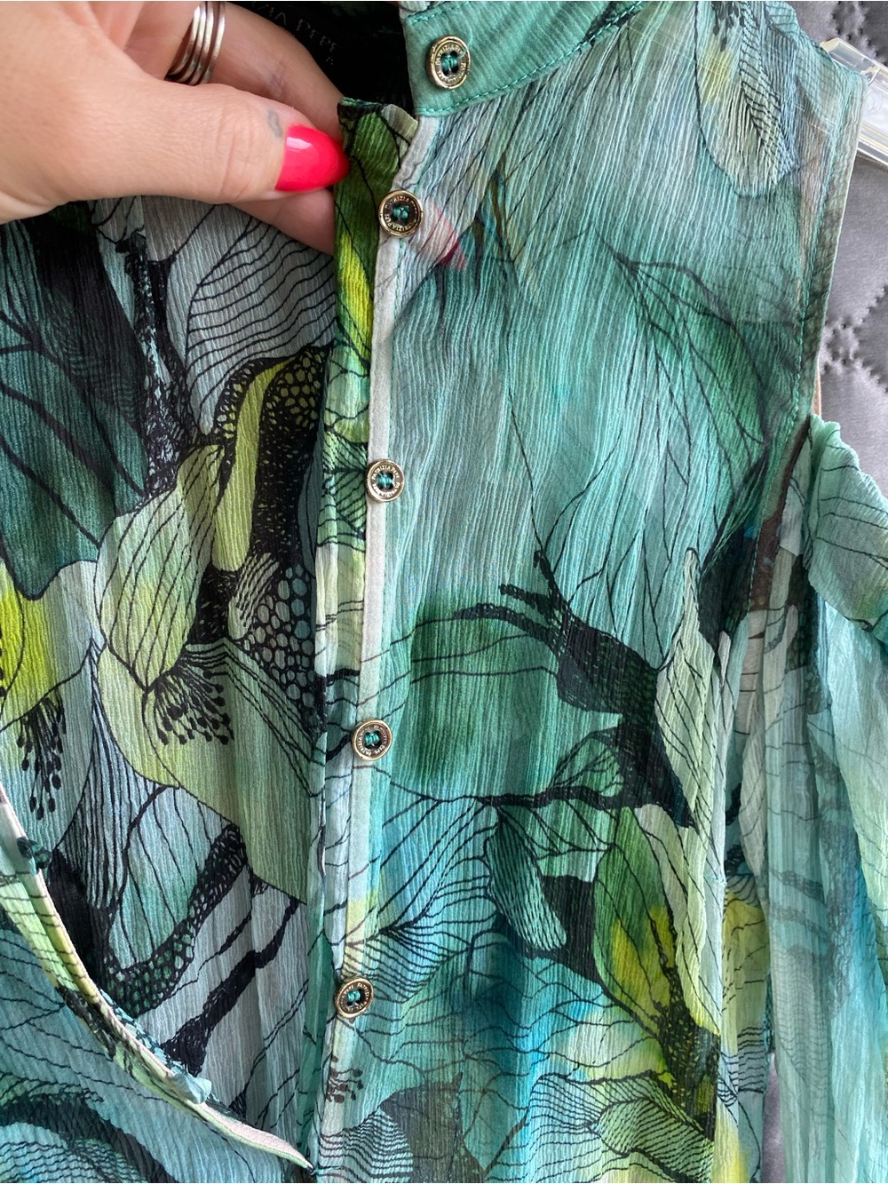Patrizia Pepe SERA Silk Floral Blouse Sheer Lace Trim IT 38 US 2 - Picture 4 of 6